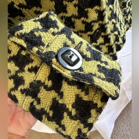 600 West Houndstooth Wool Jacket Coat Blazer Black Green Size 14 - Picture 7 of 13